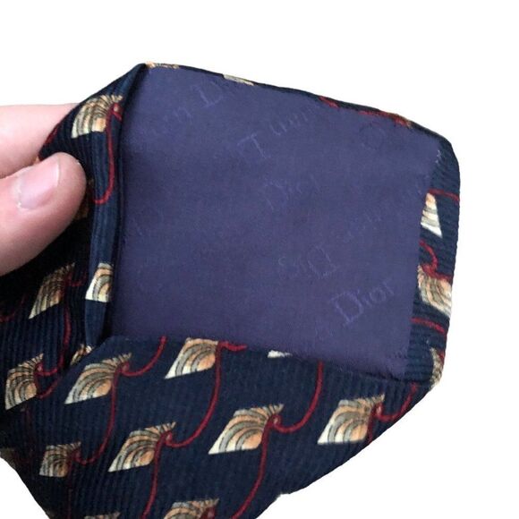 Lot of 2 Christian Dior Ties Blue and Gold RARE - Picture 6 of 10